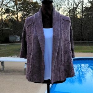 Ann Taylor LOFT Brown-Mocha Three-Quarter Length Sleeve Cardigan Knit Sweater